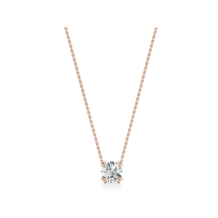 18K Rose Gold Elle Round Brilliant Lab Diamond Necklaces