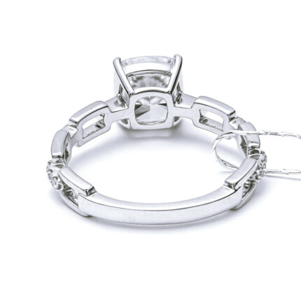 Lab Diamond Ring Cushion D-E WS EX 18K White Gold ZJ001b