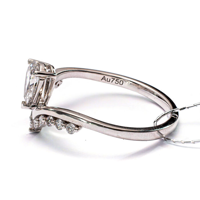 Lab Diamond Ring Pear D-E VS EX 18K White Gold ZJ006