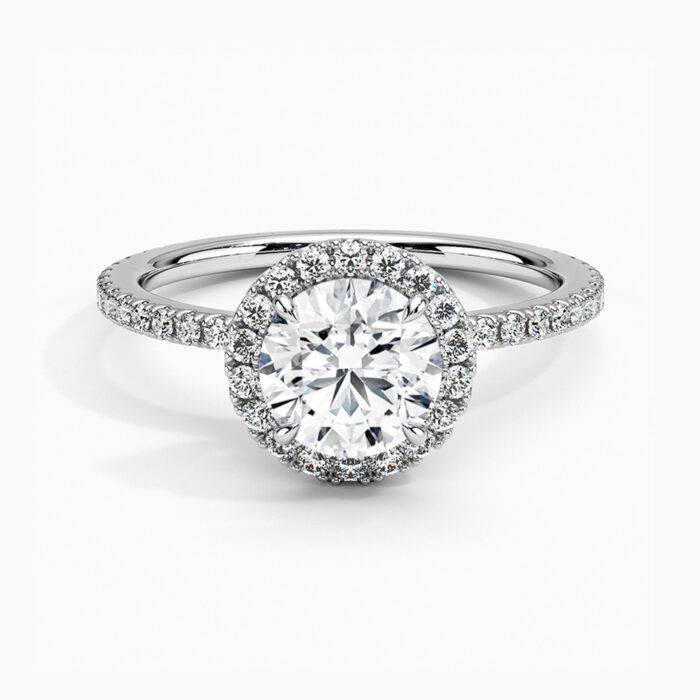 Platinum Waverly Halo Lab Diamond Engagement Ring