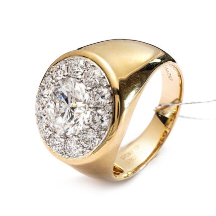 Lab Diamond Ring Round 2.01 Carat Big Stone 18K Yellow Gold ZJ030
