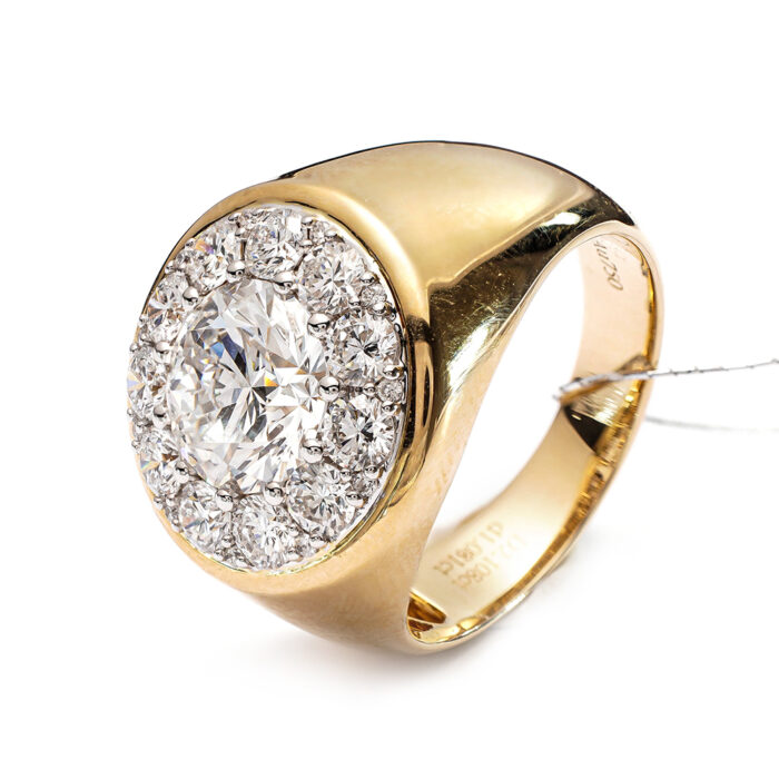 Lab Diamond Ring Round 2.01 Carat Big Stone 18K Yellow Gold ZJ030