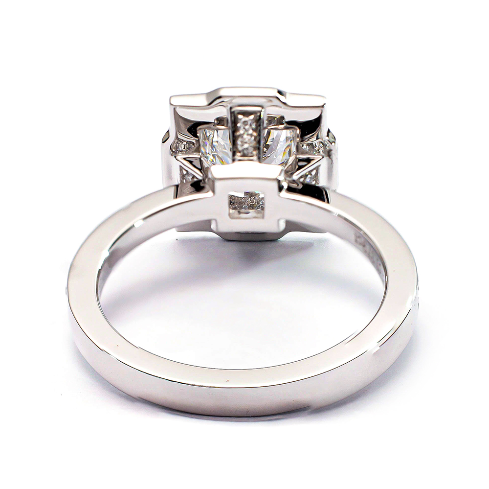 Lab Diamond Ring Round Stone D-E VS EX 18K White Gold ZJ025